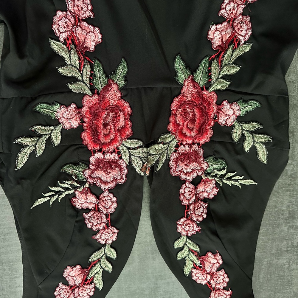 Black dress brand new with embroidery flowers. Never worn